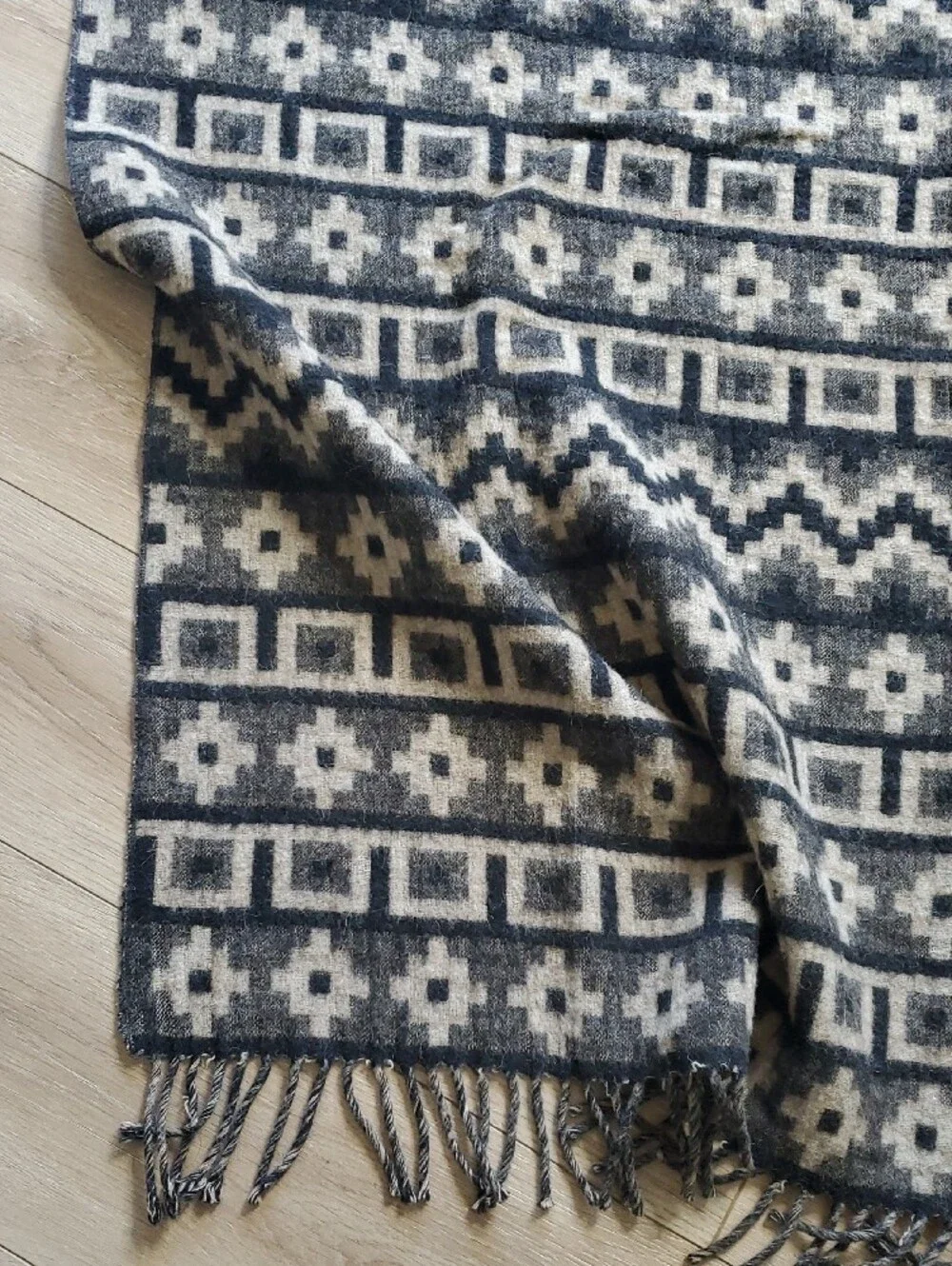 Vintage 60's Marangani Alpaca Throw Blanket Wool Aztec Print